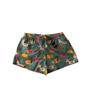 Boardies Womens Turquoise Unicorn Flamingo‎ Donut Swim Trunks Shorts M